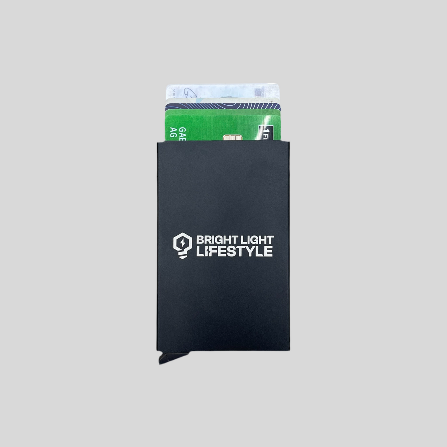 Tarjetero de aluminio con bloqueo RFID
