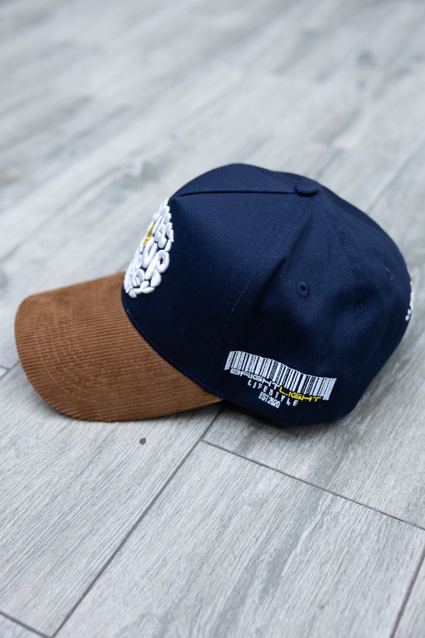 NavyBlue/Brown Corduroy Snapback “Protect your energy always”